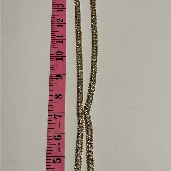 Holiday Gold Rhinestone Lariat Necklace - Picture 5 of 5